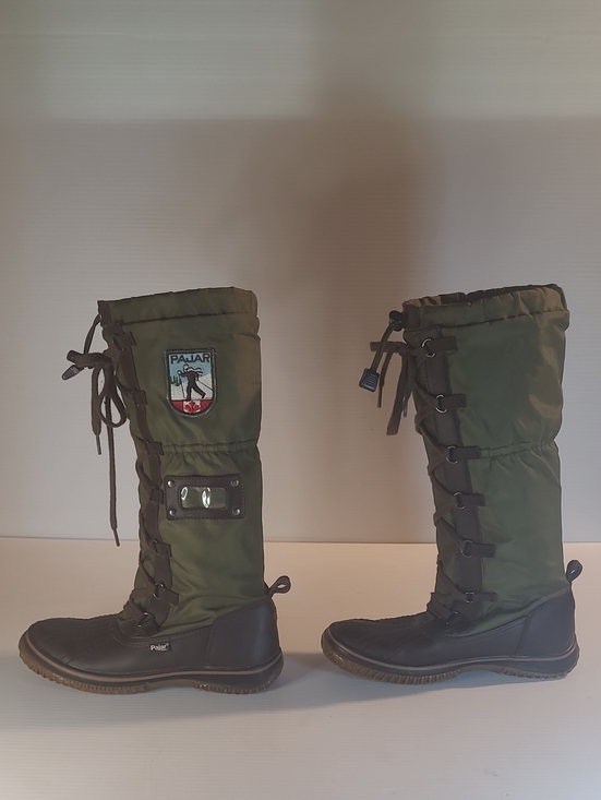 Pajar Shoes - Pajar Canada Grip Tall Winter Boots Olive Green Leather Shearling Lined Women’s